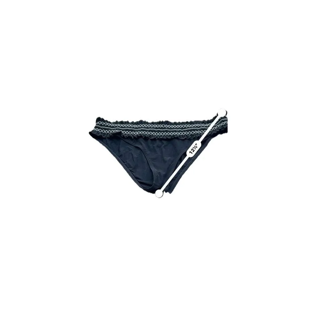 Tory‎ Burch Womens Black Ruffle Bikini Bottom Swim Ruched Beach Large 8